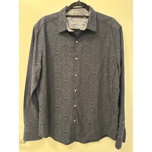 Robert Graham Men's Classic Fit 2XL Black Floral Brocade Long Sleeve Button Down